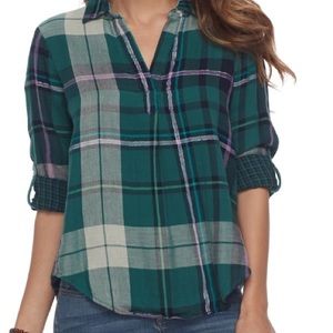 Plaid Splitneck Shirt